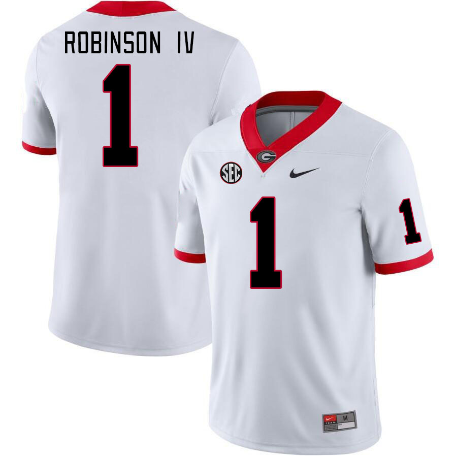 Men #1 Ellis Robinson IV Georgia Bulldogs College Football Jerseys Stitched-White